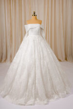 Romantische Prinses Trouwjurk Off-Shoulder met Kant en Sleep - Afbeelding 2