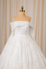 Prinses trouwjurk off-shoulder met afneembare mouwen en kant – Viento Bridal