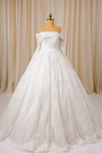 Romantische Prinses Trouwjurk Off-Shoulder met Kant en Sleep - Afbeelding 4