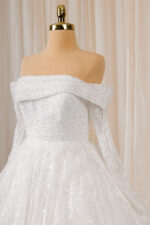 Romantische Prinses Trouwjurk Off-Shoulder met Kant en Sleep - Afbeelding 5