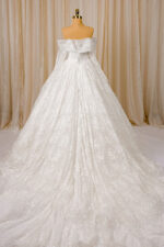 Romantische Prinses Trouwjurk Off-Shoulder met Kant en Sleep - Afbeelding 7